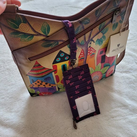 Anuschka Hand Painted Leather Crossbody Purse - Picture 4 of 6